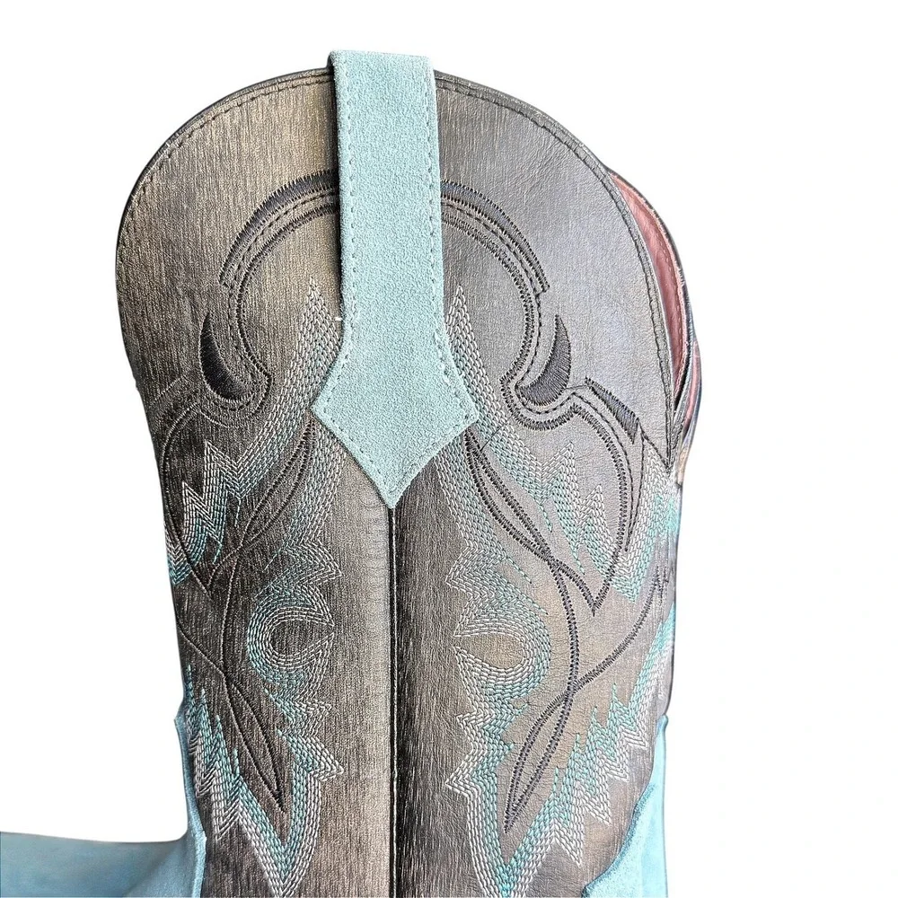 NEW Ferrini Holly Dusty Blue Suede Snip Toe Leather Cowboy Boots Women Size 7.5 - Picture 6 of 14